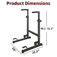 Power Tower Dip Station With Bench Pull Up Bar Stand Adjustable Height Heavy Duty Multi Function Fitness Training Equipment Black Steel