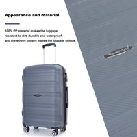 Hardshell Suitcase Spinner Wheels Pp Luggage Sets Lightweight Durable Suitcase With Tsa Lock,3 Piece Set 20 24 28 ,Gray Gray Polypropylene