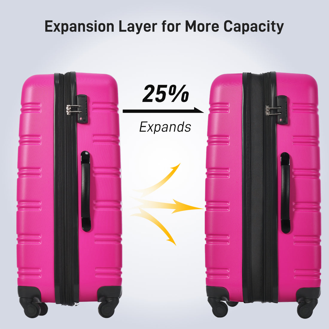 Hardshell Luggage Sets 2Pcs Bag Spinner Suitcase With Tsa Lock Lightweight Pink Abs