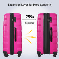 Hardshell Luggage Sets 2Pcs Bag Spinner Suitcase With Tsa Lock Lightweight Pink Abs