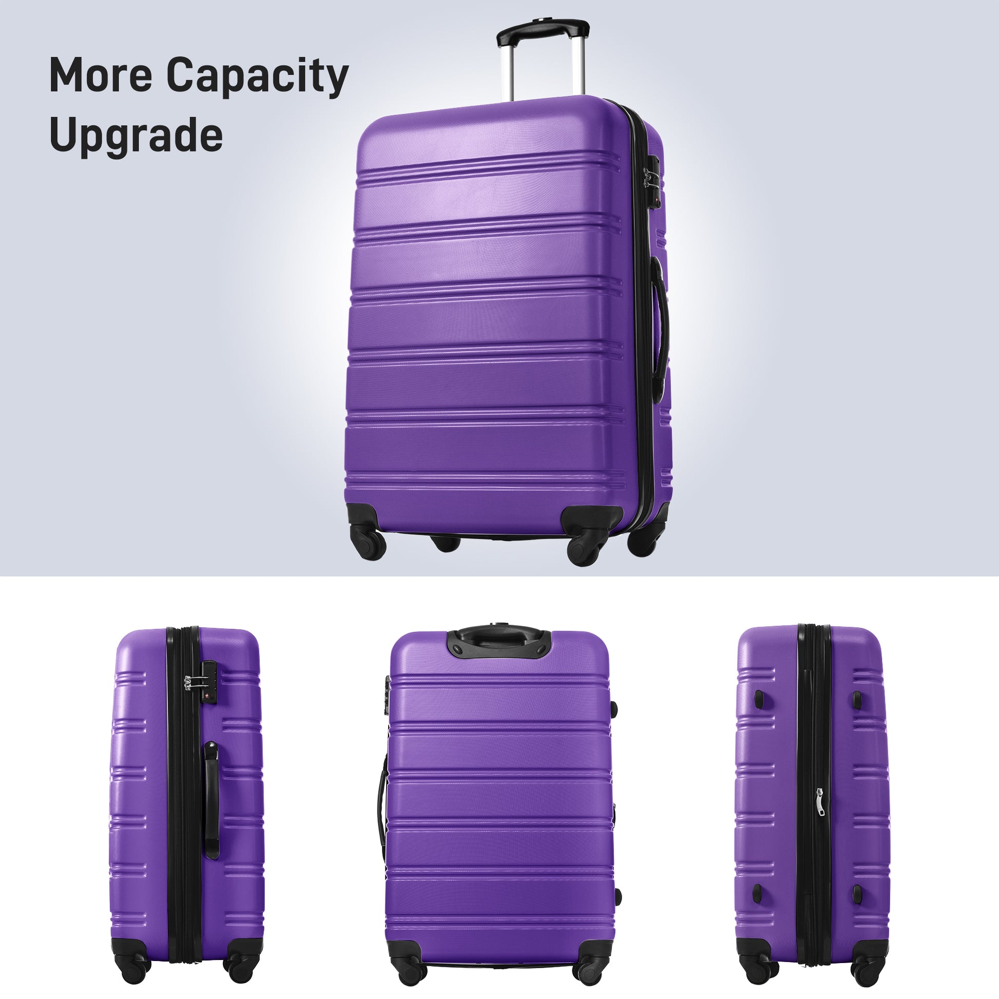 Hardshell Luggage Sets 2Pcs Bag Spinner Suitcase With Tsa Lock Lightweight 20" 24" Purple Abs