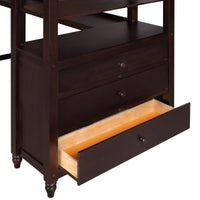 Twin Size Loft Bed With Drawers And Desk, Wooden Loft Bed With Shelves Espresso Old Sku: Lt001530Aap Espresso Solid Wood