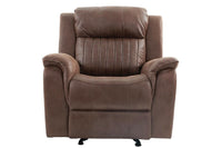 Contemporary Manual Motion Glider Recliner Chair 1Pc Living Room Furniture Dark Coffee Coffee Faux Leather Primary Living Space Cushion Back Contemporary,Modern Pillow Top Arms Faux Leather