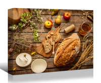 Framed Canvas Wall Art Decor Bread Painting, Still Life Bread Painting Decoration For Restrant, Kitchen, Dining Room, Office Living Room, Bedroom Decor Ready To Hang Rectangle Framed Multicolor Oversized 41In Canvas Food&Beverage