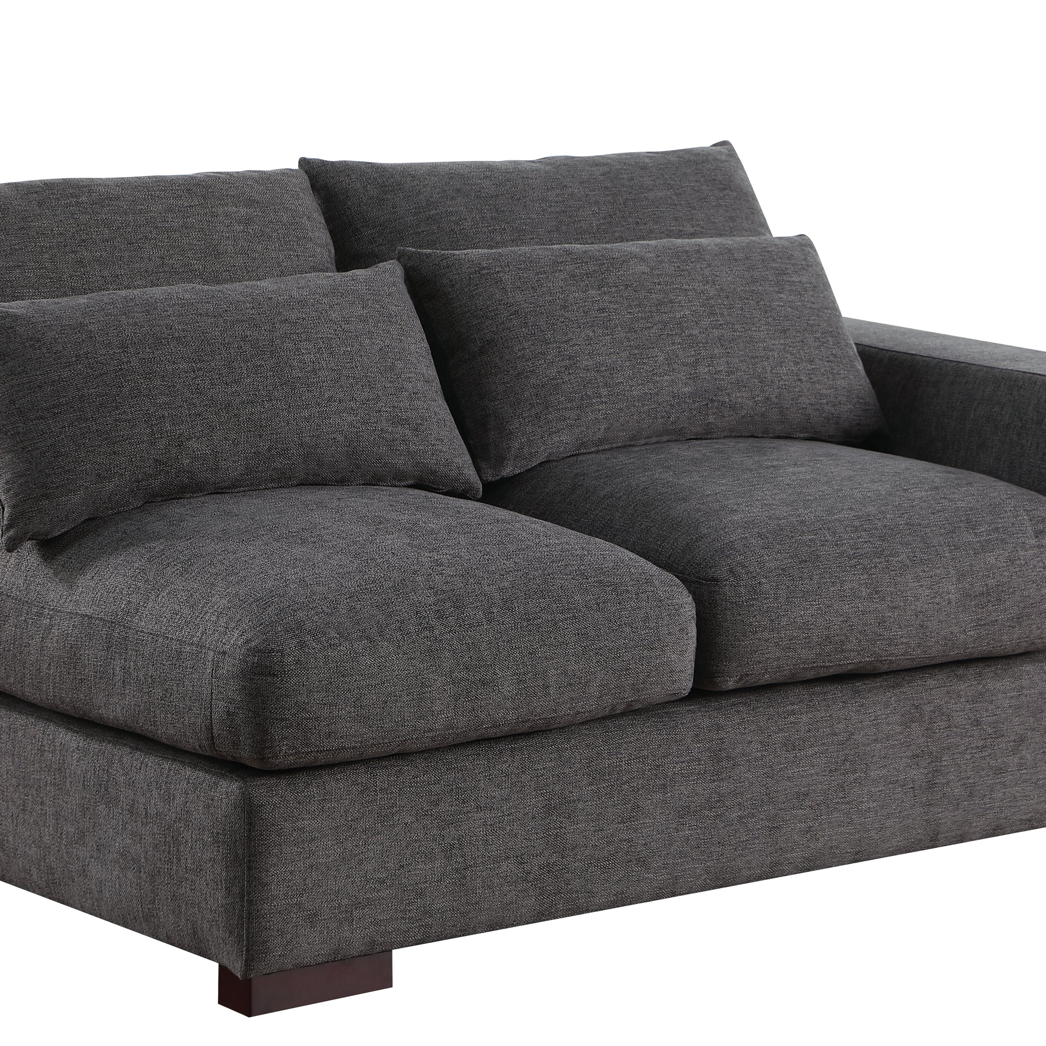 Tatman Linen Blend Sectional With 2 Ottomans Dark Gray Foam Linen