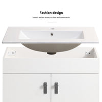 24" Bathroom Vanity With Metal Leg,With White Ceramic Basin,Two Soft Close Cabinet Doors, Solid Wood,Excluding Faucets,White White Solid Wood