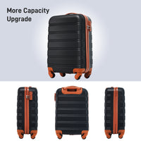 Hardshell Luggage Sets 20Inches Bag Spinner Suitcase With Tsa Lock Lightweight Black Brown Abs