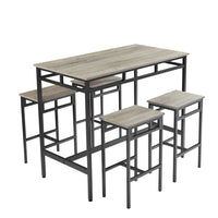 Bar Table Set 5Pc Dinging Table Set With High Stools, Structural Strengthening, Industrial Style. Grey, 43.31'' L X 23.62'' W X 35.43'' H. Grey Particle Board