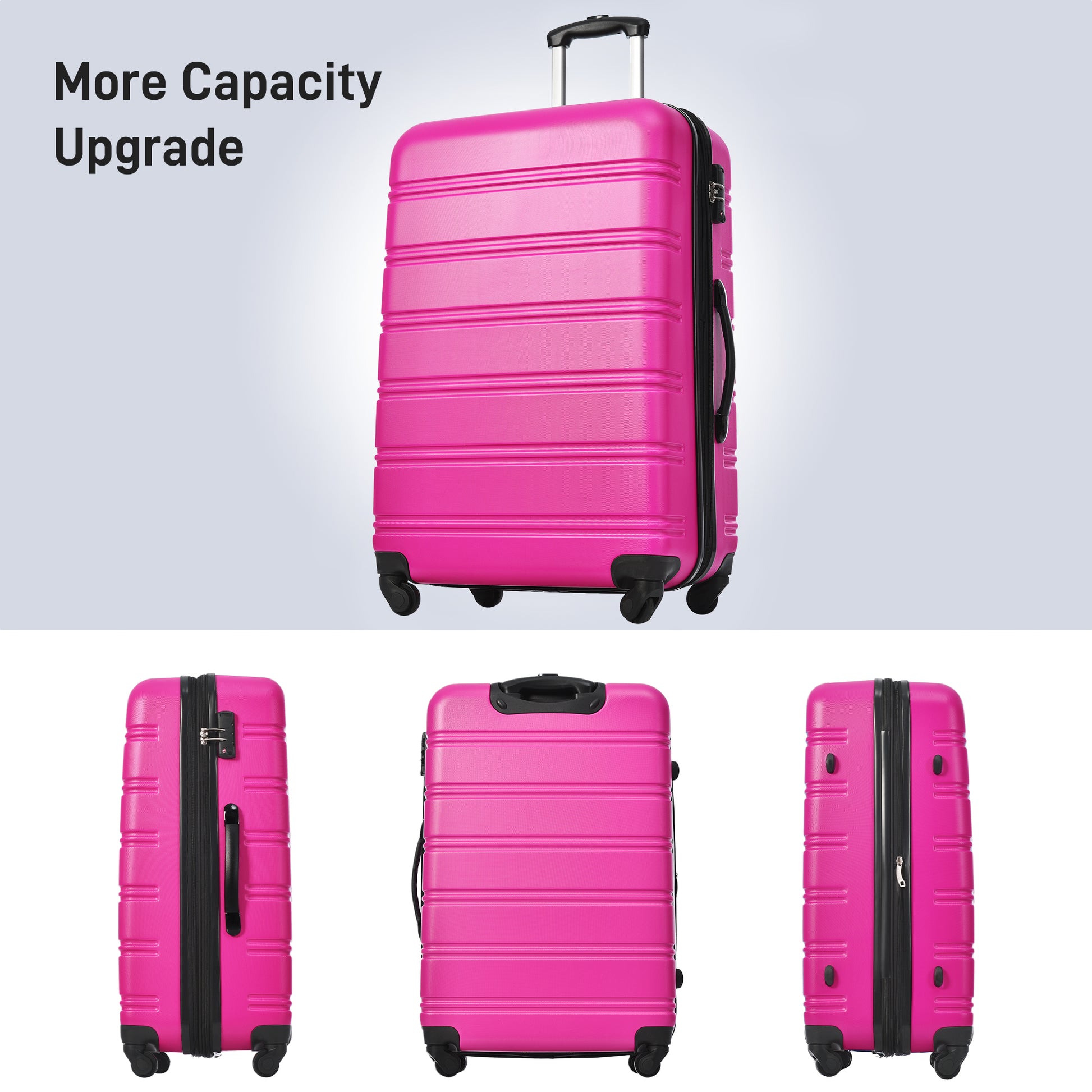 Hardshell Luggage Sets 4 Pcs Bag Spinner Suitcase With Tsa Lock Lightweight 16" 20" 24" 28" Luggages Pink Abs