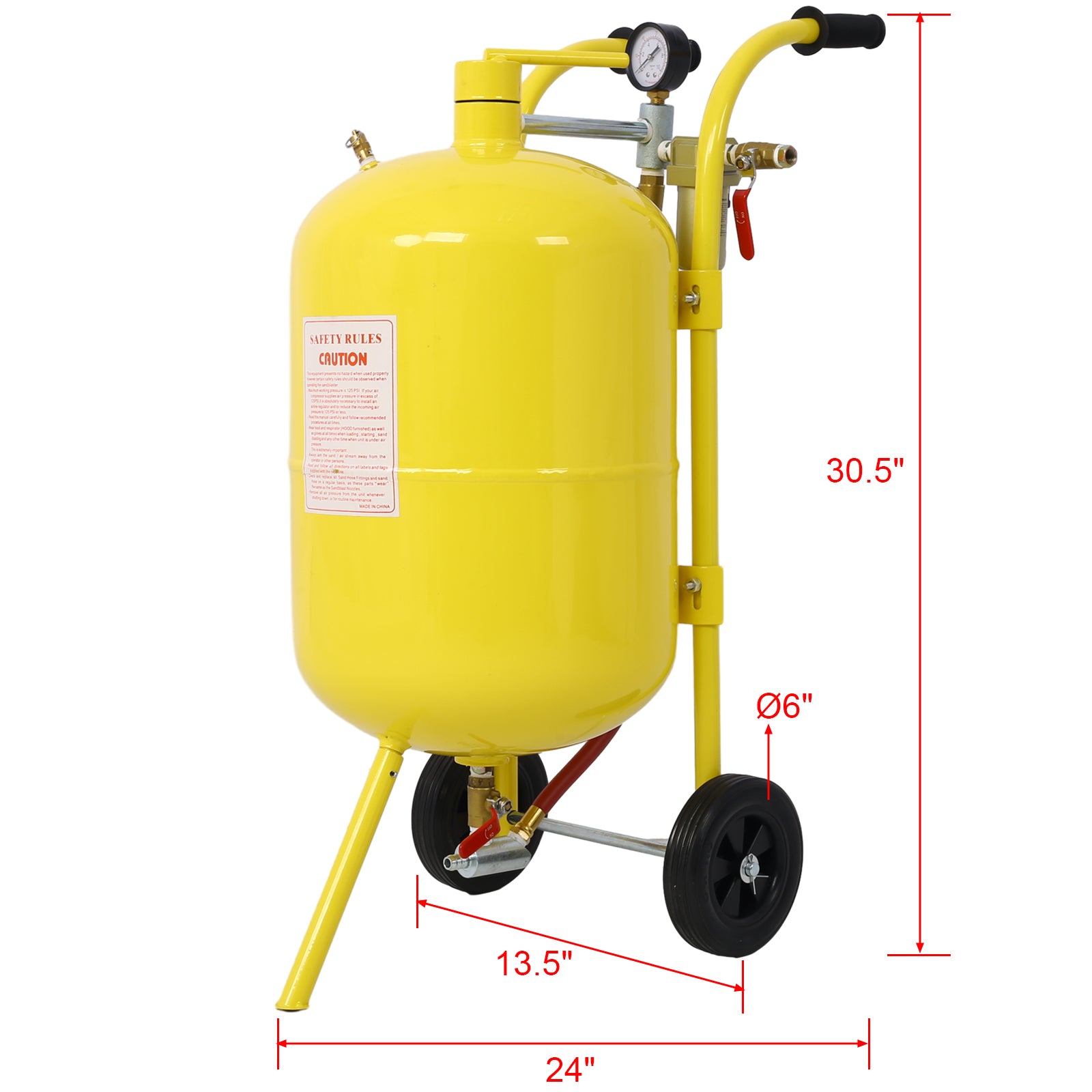 10Gal Pot Sandblaster, 125 Psi Pressure Sand Blasting Complete Kit For Paint, Stain, Rust Removal And Special Surface Treatment Of Material Yellow Steel