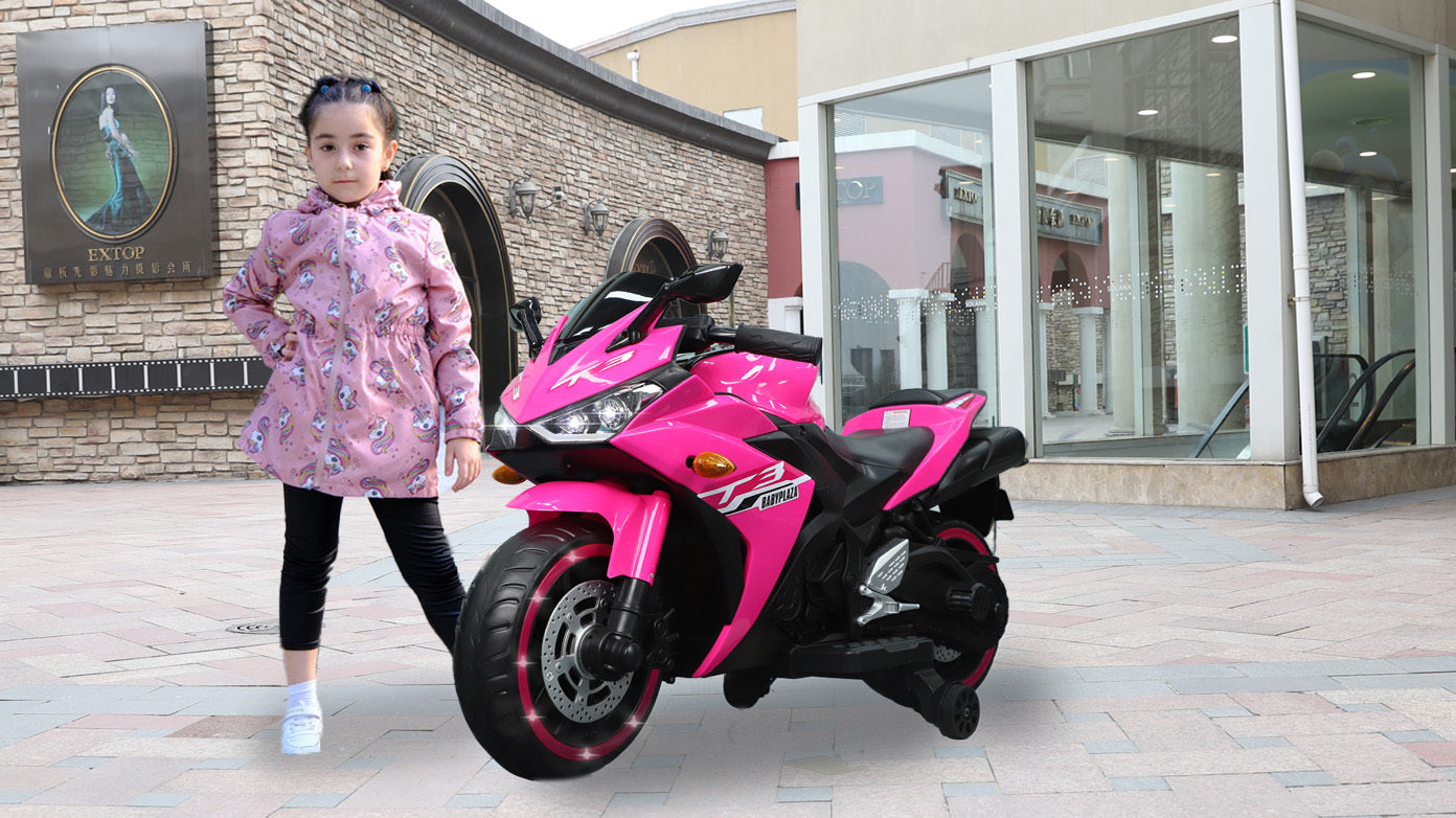 Kids Motorcycle,Tamco 12V Motorcycle For Kids 3 4 5 6 Years Boys Girls 12V7Ah Kids Motorcycle Ride On Toy With Training Wheels Manual Throttle Drive By Hand Lightting Wheels Pink 50 99 Lbs Plastic Indoor & Outdoor Use