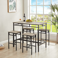 Bar Table Set 5Pc Dinging Table Set With High Stools, Structural Strengthening, Industrial Style. Grey, 43.31'' L X 23.62'' W X 35.43'' H. Grey Particle Board