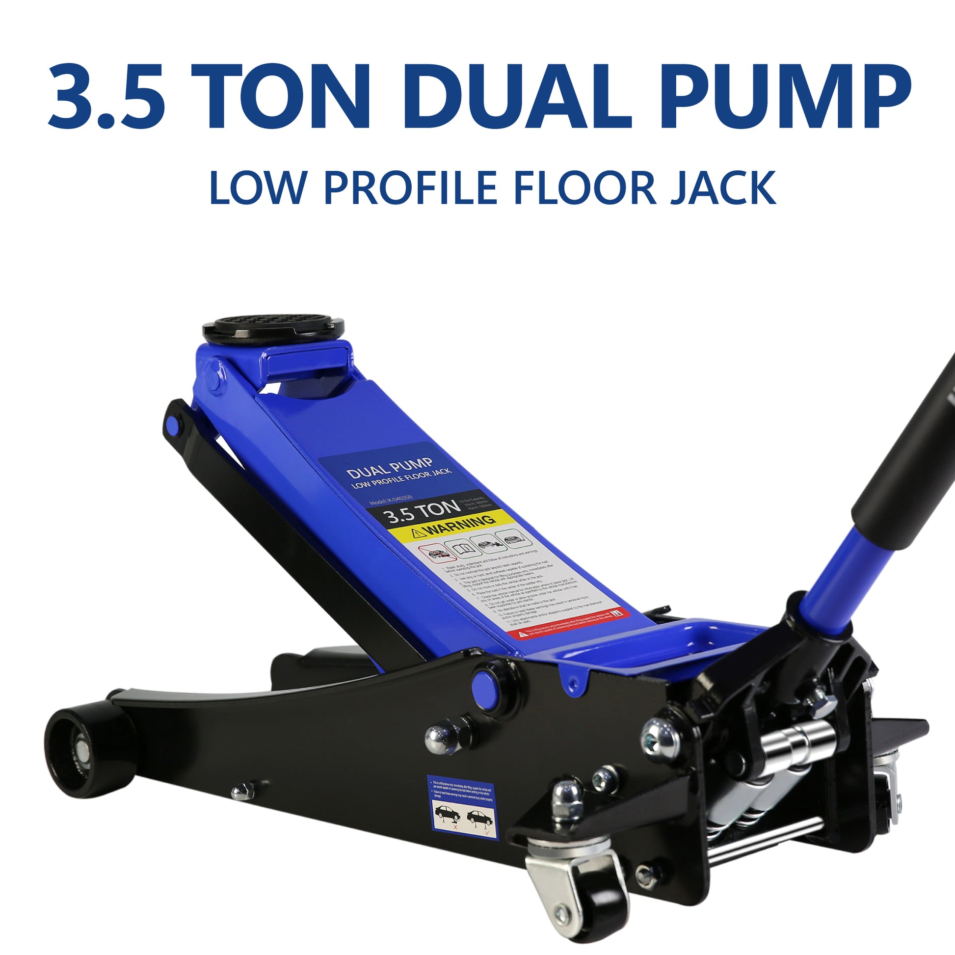 Floor Jack, 3.5 Ton Low Profile Floor Jack, Heavy Duty Steel Racing Floor Jack With Dual Piston Quick Lift Pump, Floor Jack Lifting Range 4" 21" Black Blue Steel