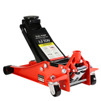 Hydraulic Low Profile And Steel Racing Floor Jack With Dual Piston Quick Lift Pump,3 Ton 6600 Lb Capacity, Lifting Range 3.3" 18.5" Black Red Steel