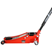 Hydraulic Low Profile And Steel Racing Floor Jack With Dual Piston Quick Lift Pump,3 Ton 6600 Lb Capacity, Lifting Range 3.3" 18.5" Black Red Steel