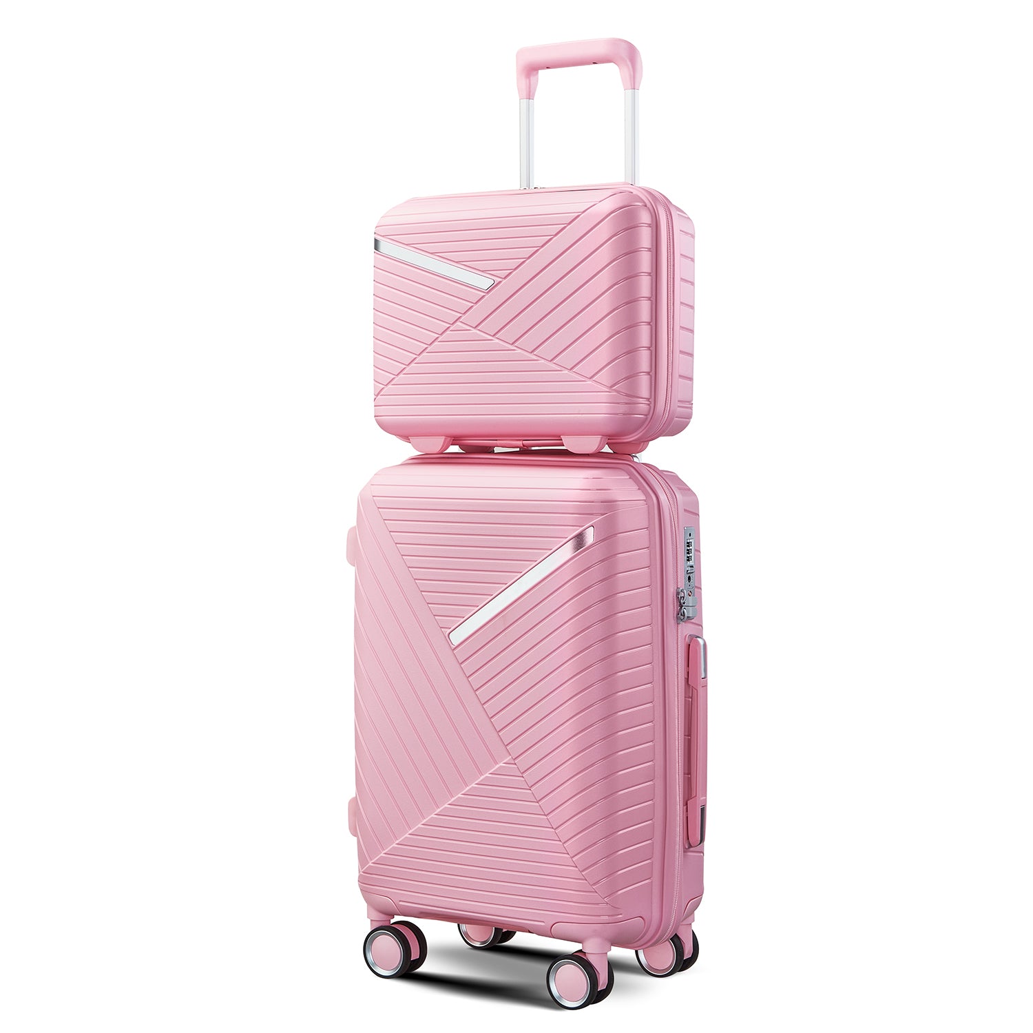 Luggage Sets 4 Piece 14 20 24 28 , Expandable Lightweight Suitcase With 4 Double 360 Degrees Mute Spinner Wheels Pp Materials Durable Tsa Lock Travel Luggage Pink Polypropylene