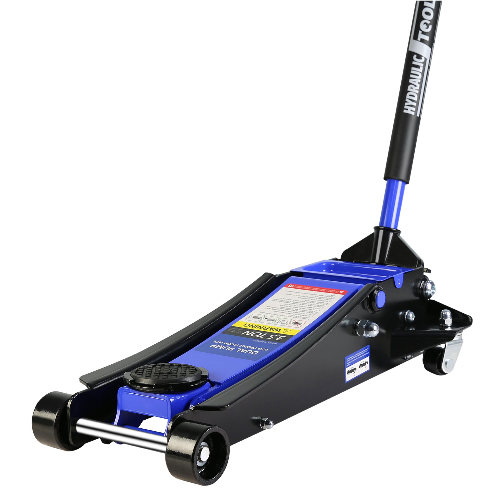 Floor Jack, 3.5 Ton Low Profile Floor Jack, Heavy Duty Steel Racing Floor Jack With Dual Piston Quick Lift Pump, Floor Jack Lifting Range 4" 21" Black Blue Steel