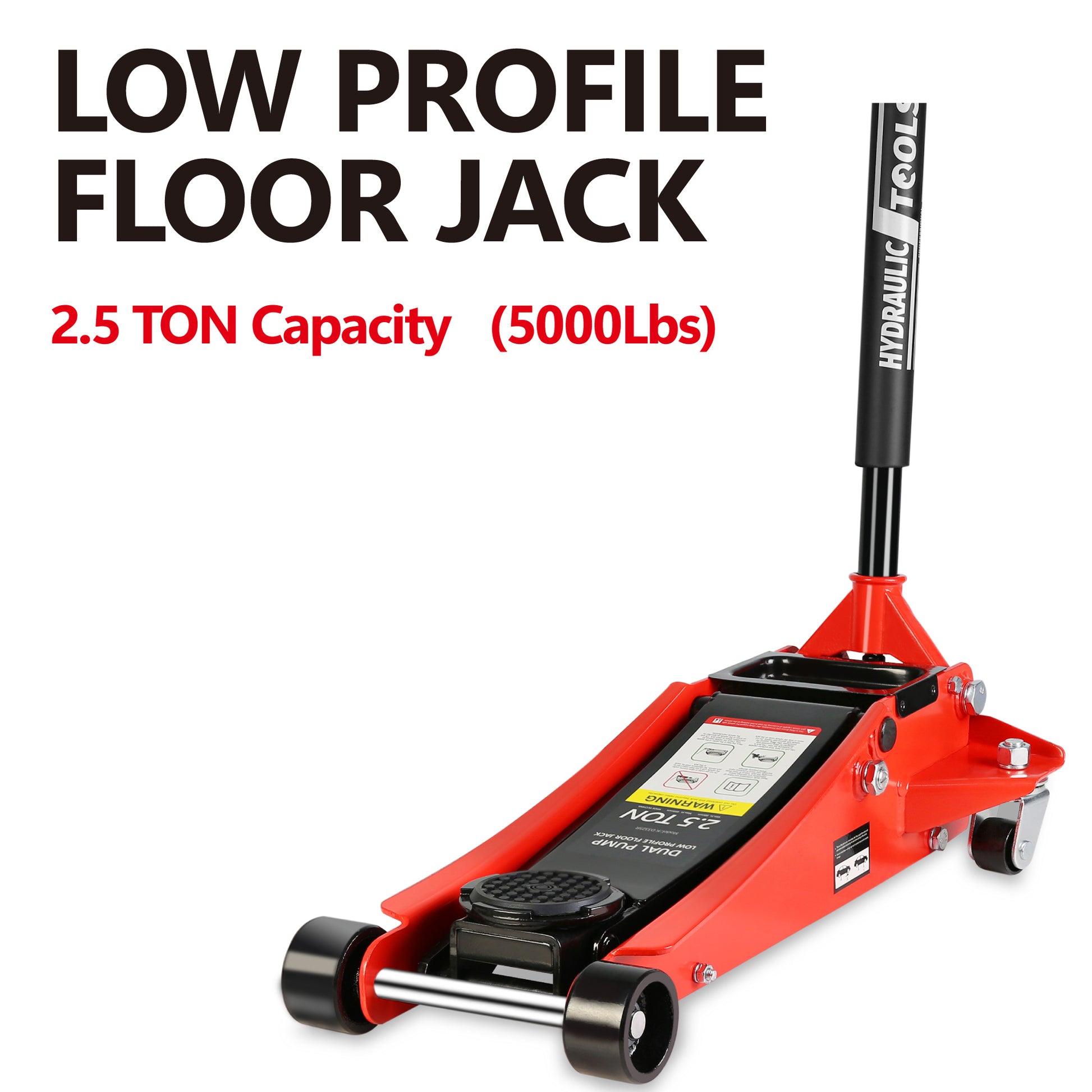 2.5 Ton Low Profile Floor Jack,Steel Racing Floor Jack With Dual Pistonsquick Lift Pump,Hydraulic Floor Jack Lifting Range 3.5" 19.5" Black Red Steel