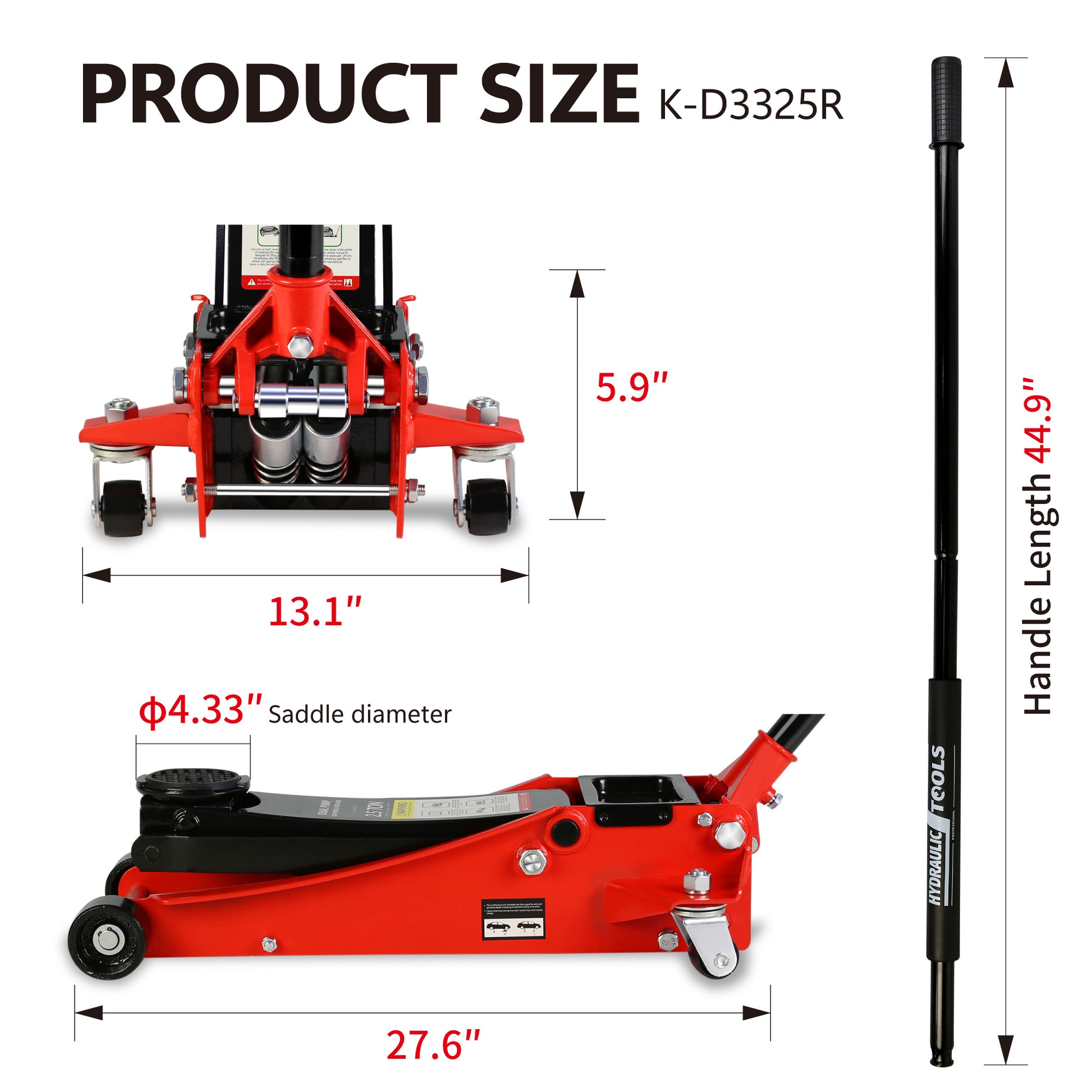 2.5 Ton Low Profile Floor Jack,Steel Racing Floor Jack With Dual Pistonsquick Lift Pump,Hydraulic Floor Jack Lifting Range 3.5" 19.5" Black Red Steel