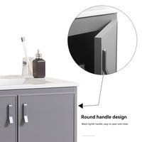 24' Metal Wall Mounted Bathroom Vanity With White Sink,Two Metal Soft Close Cabinet Doors, Metal,Excluding Faucets,Grey Grey Aluminum