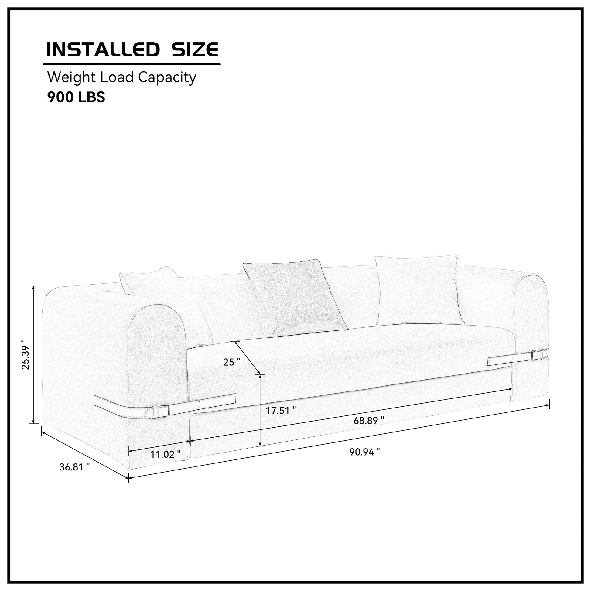 Modern Sofa Couch Contrast Color Saddle Leather Belt Design 3 Seat Sofa For Living Room Bedroom, Apartment, Grey Grey Fabric