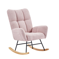 Pink Teddy Fabric Rocking Chair Pink Metal