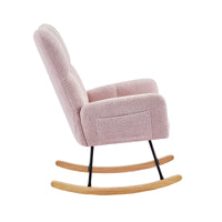 Pink Teddy Fabric Rocking Chair Pink Metal