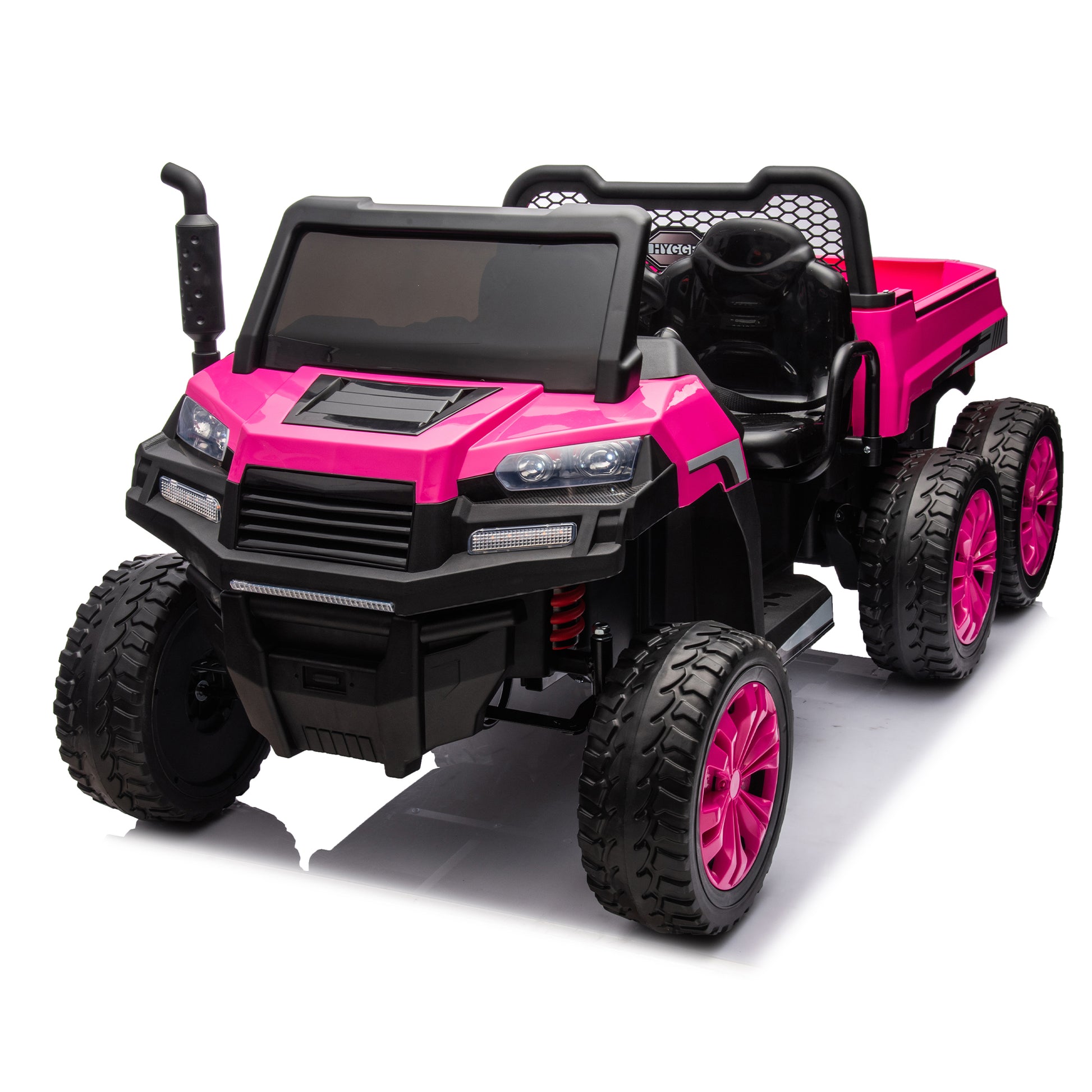 24V 2 Seater Utv Xxl Ride On Truck With Dump Bed For Kid,Ride On 4Wd Utv With 6 Wheels,Foam Tires, Suitable For Off Roading,Remote Control,Three Point Safety Harness Rose Red Polypropylene
