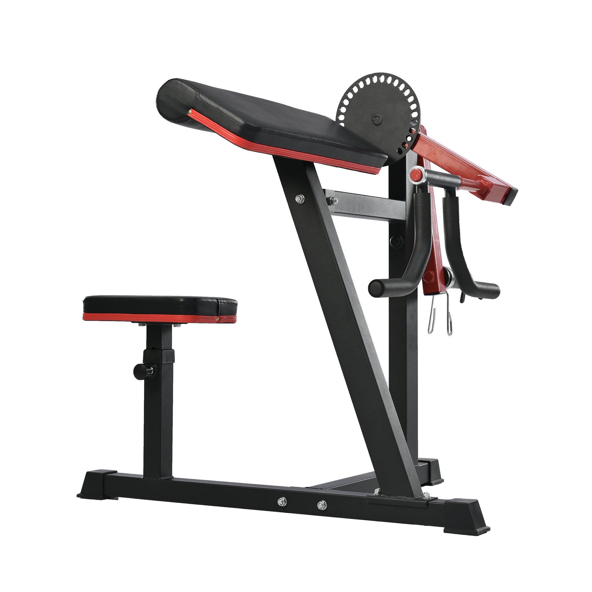 Bicep Tricep Curl Machine With Adjustable Seat, Bicep Curls And Tricep Extension Machine Home Gym Indoor Fitness Black Red Durable Gym Gym Metal