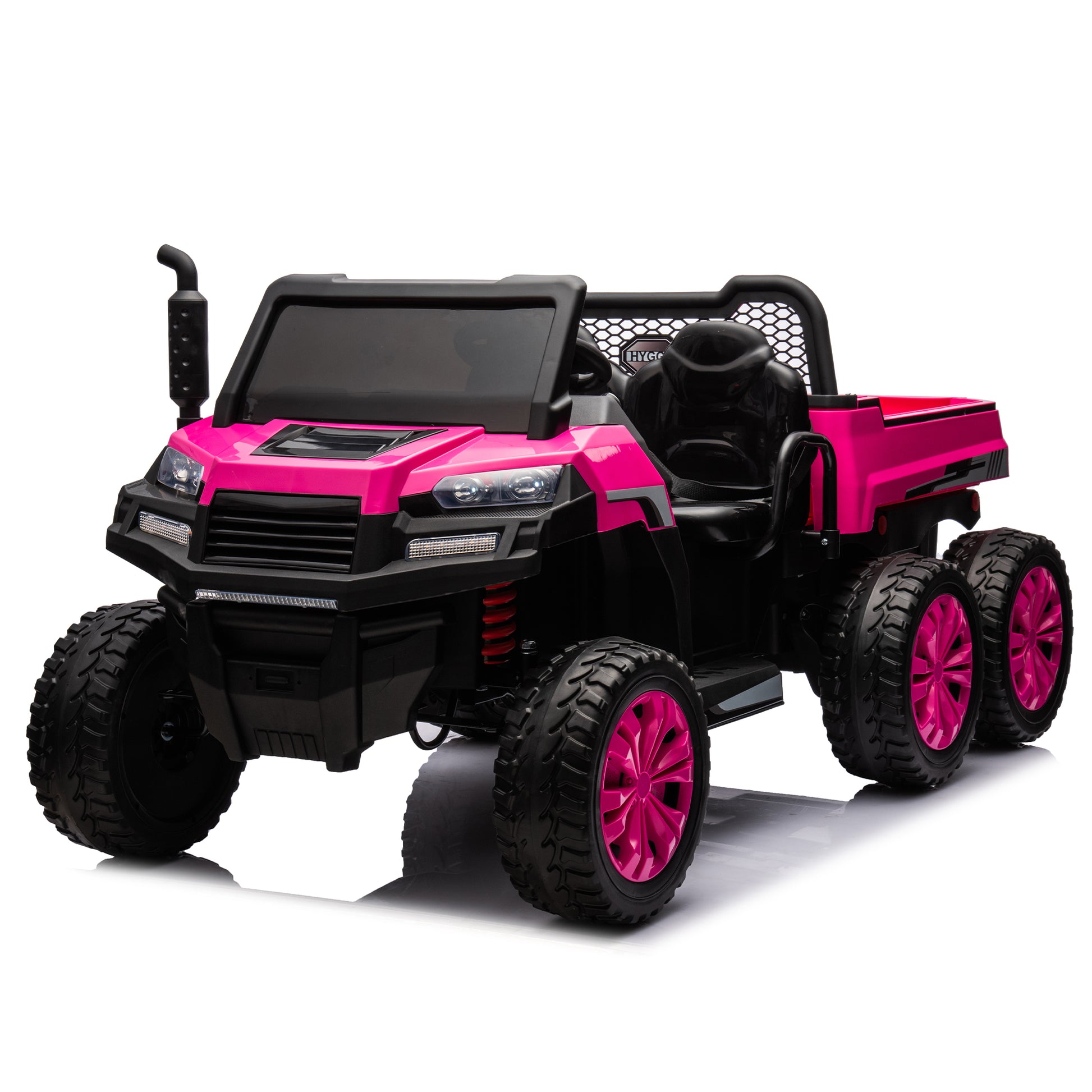 24V 2 Seater Utv Xxl Ride On Truck With Dump Bed For Kid,Ride On 4Wd Utv With 6 Wheels,Foam Tires, Suitable For Off Roading,Remote Control,Three Point Safety Harness Rose Red Polypropylene