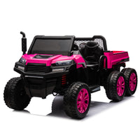 24V 2 Seater Utv Xxl Ride On Truck With Dump Bed For Kid,Ride On 4Wd Utv With 6 Wheels,Foam Tires, Suitable For Off Roading,Remote Control,Three Point Safety Harness Rose Red Polypropylene