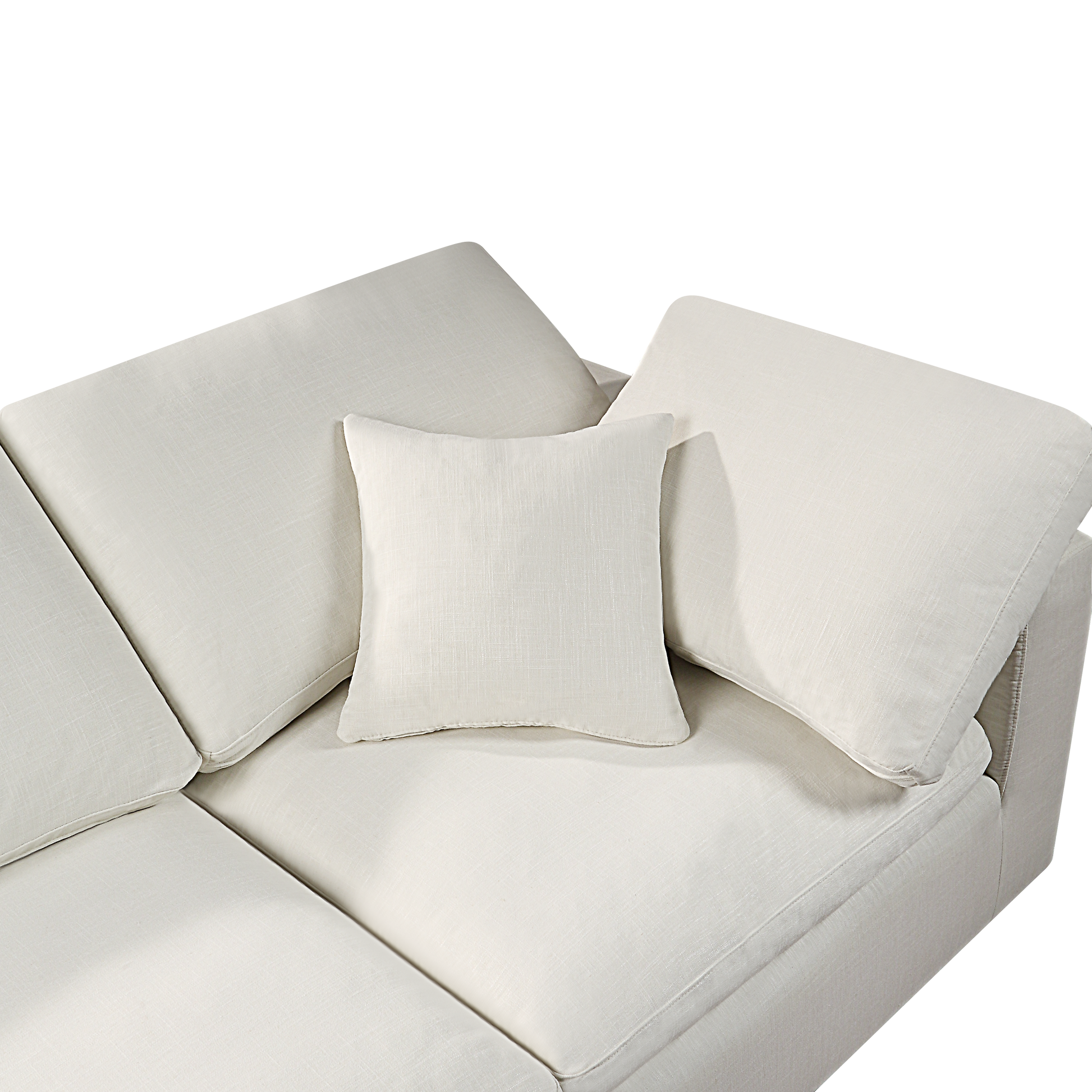 Modern Modular Sectional Sofa Set, Self Customization Design Sofa, White White Linen