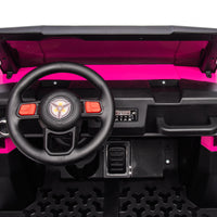 24V 2 Seater Utv Xxl Ride On Truck With Dump Bed For Kid,Ride On 4Wd Utv With 6 Wheels,Foam Tires, Suitable For Off Roading,Remote Control,Three Point Safety Harness Rose Red Polypropylene