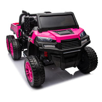 24V 2 Seater Utv Xxl Ride On Truck With Dump Bed For Kid,Ride On 4Wd Utv With 6 Wheels,Foam Tires, Suitable For Off Roading,Remote Control,Three Point Safety Harness Rose Red Polypropylene