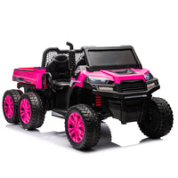 24V 2 Seater Utv Xxl Ride On Truck With Dump Bed For Kid,Ride On 4Wd Utv With 6 Wheels,Foam Tires, Suitable For Off Roading,Remote Control,Three Point Safety Harness Rose Red Polypropylene