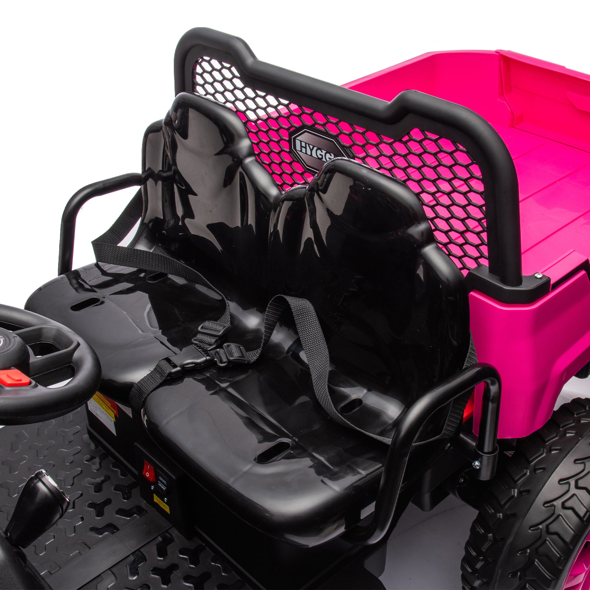 24V 2 Seater Utv Xxl Ride On Truck With Dump Bed For Kid,Ride On 4Wd Utv With 6 Wheels,Foam Tires, Suitable For Off Roading,Remote Control,Three Point Safety Harness Rose Red Polypropylene