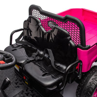 24V 2 Seater Utv Xxl Ride On Truck With Dump Bed For Kid,Ride On 4Wd Utv With 6 Wheels,Foam Tires, Suitable For Off Roading,Remote Control,Three Point Safety Harness Rose Red Polypropylene