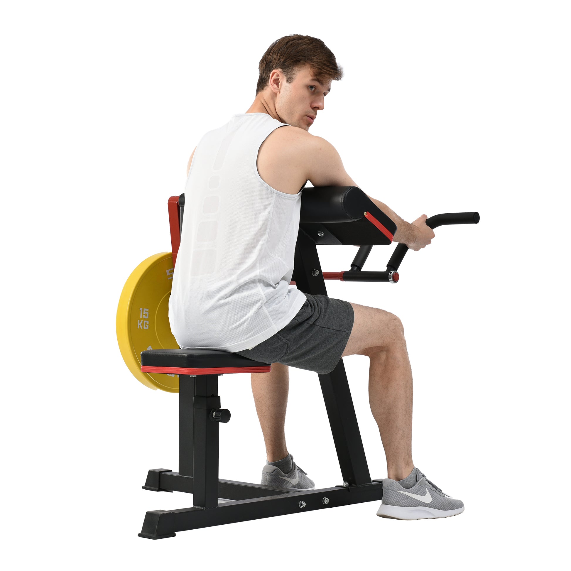 Bicep Tricep Curl Machine With Adjustable Seat, Bicep Curls And Tricep Extension Machine Home Gym Indoor Fitness Black Red Durable Gym Gym Metal