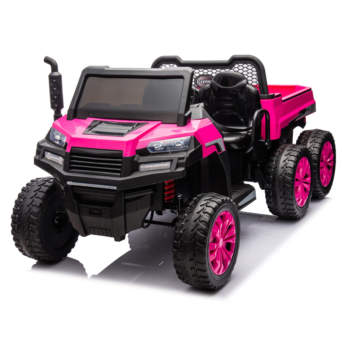 24V 2 Seater Utv Xxl Ride On Truck With Dump Bed For Kid,Ride On 4Wd Utv With 6 Wheels,Foam Tires, Suitable For Off Roading,Remote Control,Three Point Safety Harness Rose Red Polypropylene