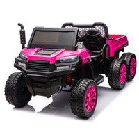 24V 2 Seater Utv Xxl Ride On Truck With Dump Bed For Kid,Ride On 4Wd Utv With 6 Wheels,Foam Tires, Suitable For Off Roading,Remote Control,Three Point Safety Harness Rose Red Polypropylene