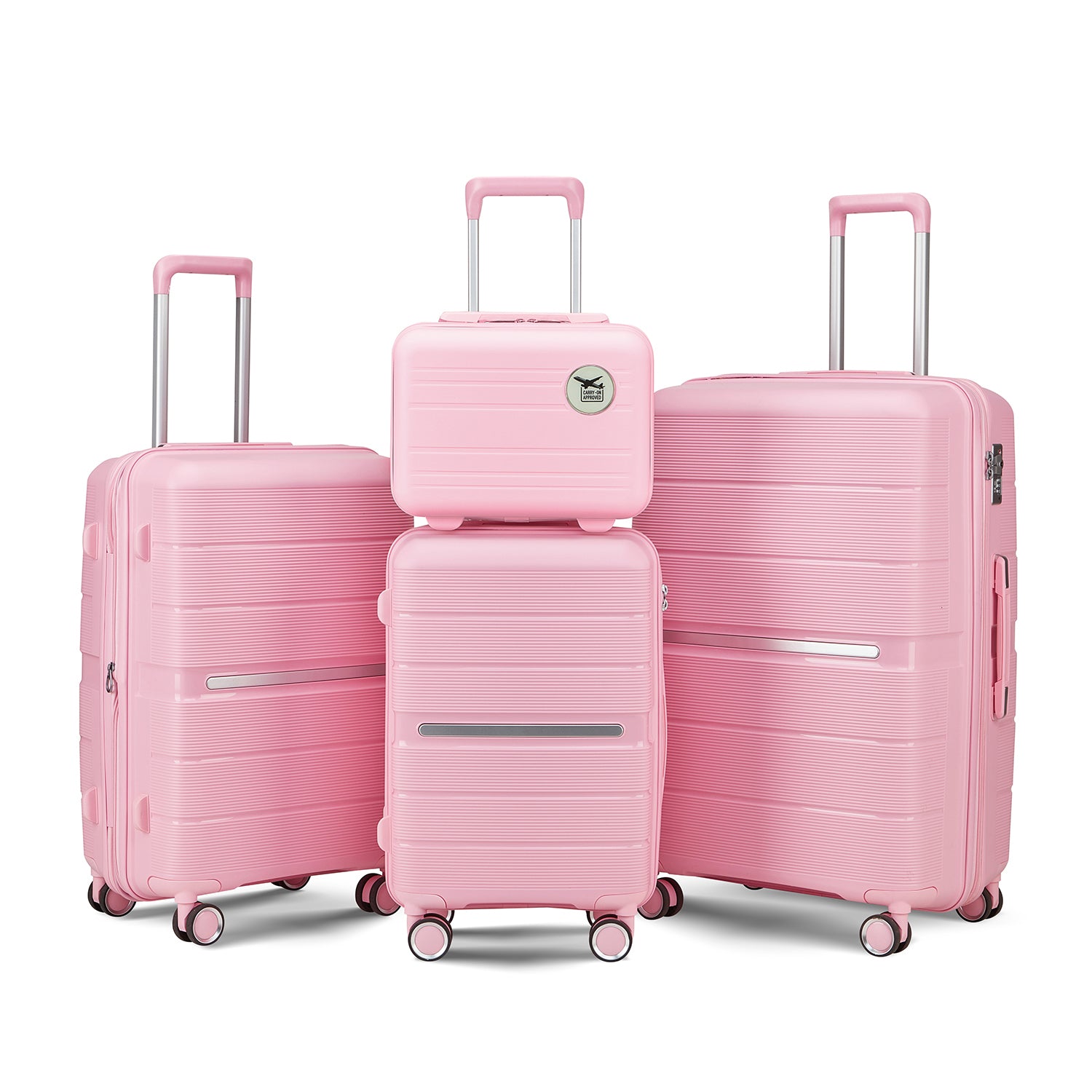 Luggage Sets 4 Piece 14 20 24 28 Pp Lightweight & Durable Expandable Suitcase Pink Polypropylene