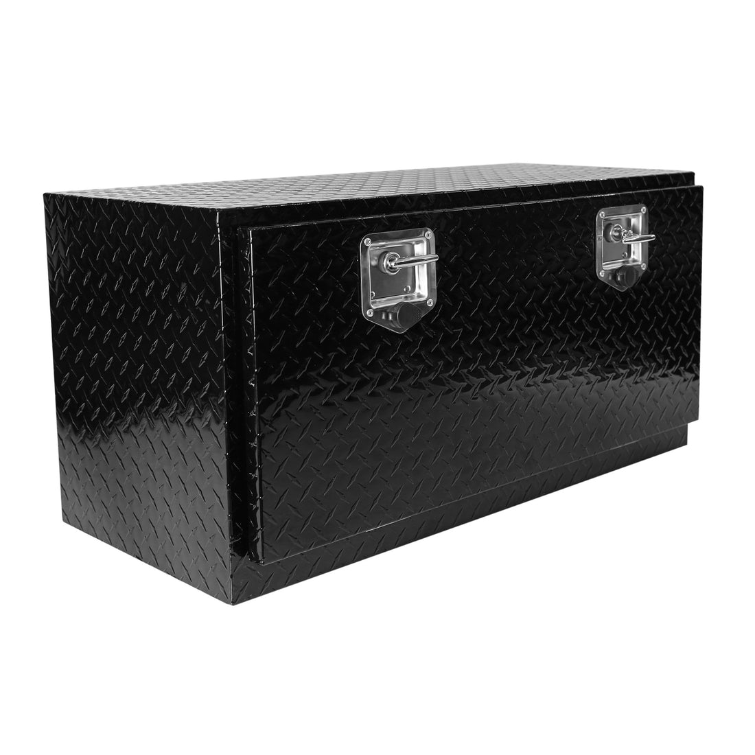 36 Inch Heavy Duty Black Aluminum Tread Tool Box Truck Trailer Underbody Storage Locks With T Handle Latch Key 36" 36" 17.1" 17.9" Black Aluminum