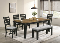 1Pc Contemporary Style Dining Rectangular Table With18" Leaf Tapered Block Feet Wheat Charcoal Finish Dining Room Solid Wood Wooden Furniture Charcoal Dining Room Contemporary Rectangular Wood