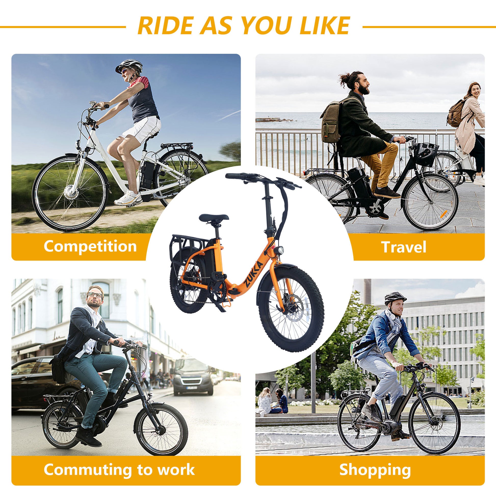 Electric Bike For Adults, 500W Motor 25Mph Max Speed, 48V 10Ah Removable Battery, 20" Fat Tire Foldable Electric Bike And 7 Speed Electric Bicycles Cycling Black Garden & Outdoor American Design Aluminium Alloy