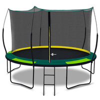 Yc 12Ft Recreational Trampolines With Enclosure For Kids And Adults With Patented Fiberglass Net Poles Pumpkin Green Green Steel