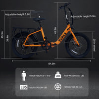 Electric Bike For Adults, 500W Motor 25Mph Max Speed, 48V 10Ah Removable Battery, 20" Fat Tire Foldable Electric Bike And 7 Speed Electric Bicycles Cycling Black Garden & Outdoor American Design Aluminium Alloy