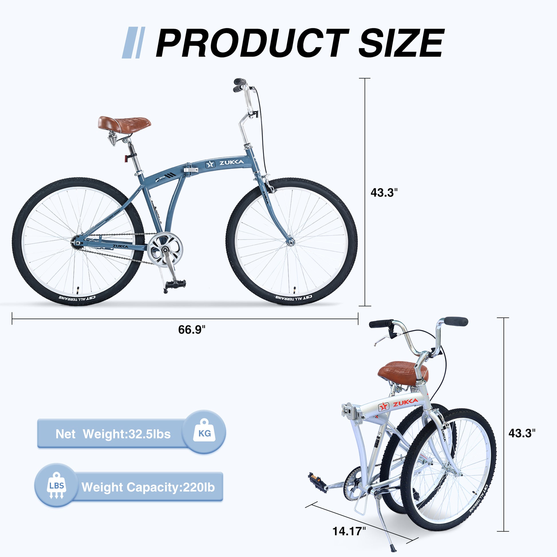 Single Speed Folding Bicycles, Multiple Colors 26"Inch Beach Cruiser Bike Cycling Blue Garden & Outdoor Steel