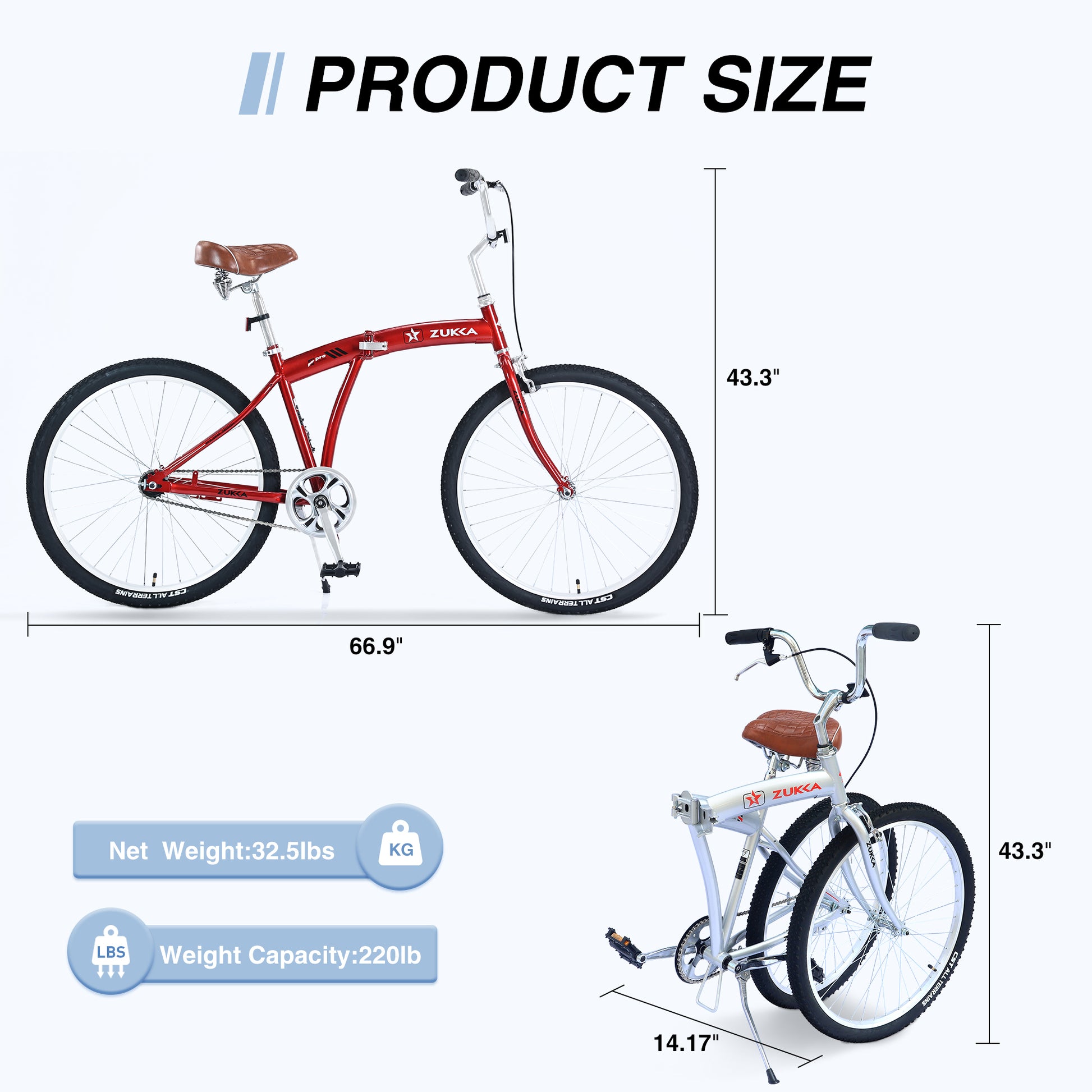 Single Speed Folding Bicycles, Multiple Colors 26"Inch Beach Cruiser Bike Cycling Red Garden & Outdoor Steel