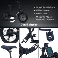 Electric Bike For Adults, 500W Motor 25Mph Max Speed, 48V 10Ah Removable Battery, 20" Fat Tire Foldable Electric Bike And 7 Speed Electric Bicycles Cycling Black Garden & Outdoor American Design Aluminium Alloy