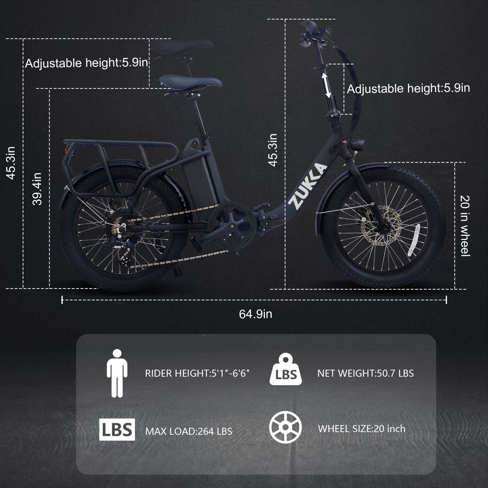 Electric Bike For Adults, 500W Motor 25Mph Max Speed, 48V 10Ah Removable Battery, 20" Fat Tire Foldable Electric Bike And 7 Speed Electric Bicycles Cycling Black Garden & Outdoor American Design Aluminium Alloy